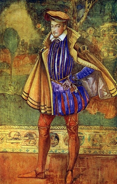 Männerkostüm zur Zeit von Elisabeth I (1558-1603) von Dion Clayton Calthrop